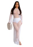 Fashion sexy cut-out knit hand hook tassel dress