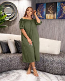 Women'S Loose Off Shoulder Casual Wide Leg Jumpsuit