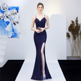 Long Sequins Plus Plus Size Fat Beauty Formal Party Evening Dress