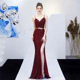 Long Sequins Plus Plus Size Fat Beauty Formal Party Evening Dress