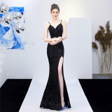 Long Sequins Plus Plus Size Fat Beauty Formal Party Evening Dress