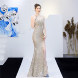Long Sequins Plus Plus Size Fat Beauty Formal Party Evening Dress