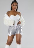 Women Fashion Candy Lace-Up Pu Leather Shorts