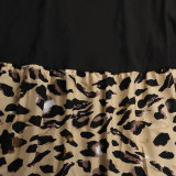 Plus Size Women Patchwork Print Short Sleeve Dress
