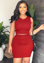 Women Crop Tank Top and Bodycon Skirt Two-Piece Set Women Crop Tank Top and Bodycon Skirt Two-Piece Set