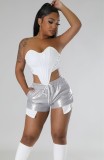 Women Fashion Candy Lace-Up Pu Leather Shorts