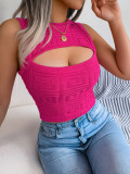 Women Sexy Cutout Sleeveless Crop Top