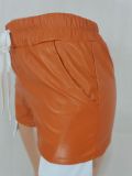 Women Fashion Candy Lace-Up Pu Leather Shorts