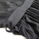 Women Spring V-neck Sleeveless Backless Pleated Wide Leg Jumpsuit