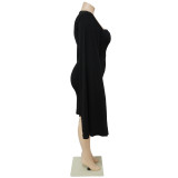 Plus Size Women'S Fall Winter Fashion Chic Bodycon Dress