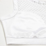 Hollow Mesh Hole See-Through Sexy Suit Mesh Patchwork Vest Trousers Two-piece Set