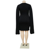 Plus Size Women'S Fall Winter Fashion Chic Bodycon Dress