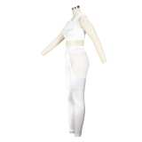 Hollow Mesh Hole See-Through Sexy Suit Mesh Patchwork Vest Trousers Two-piece Set