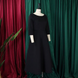 Women's Summer Solid Color Swing Dress Chic Evening Dress