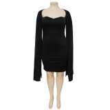 Plus Size Women'S Fall Winter Fashion Chic Bodycon Dress