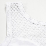 Hollow Mesh Hole See-Through Sexy Suit Mesh Patchwork Vest Trousers Two-piece Set