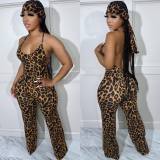 Summer Women's Leopard Print Camisole Jumpsuit