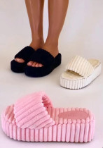Plus Size Platform Outdoor Wear Fur Slipper