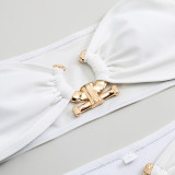 Cutout High Waist Sexy Strapless Two Pieces  Bikini Swimsuit