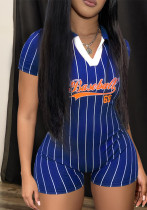 Xasual Print Sport Short Sleeve Baseball Tight Fitting Romper