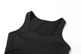 Spring Summer Sexy Sleeveless U-Neck Low Cut Ripped Slit Slim Fit Women Dress