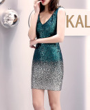 Formal Party Evening Dress Sexy Long Company Annual Meeting Bodycon Short Dress For Women