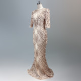 Long Sleeve Dress Women'S Sequin Slim Fit Mermaid Evening Long Gown