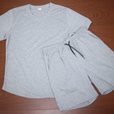 Summer Men'S Solid Color Short-Sleeved T-Shirt Shorts Sports Two Piece Suit