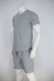 Summer Men'S Solid Color Short-Sleeved T-Shirt Shorts Sports Two Piece Suit