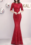 Long Sleeve Dress Women'S Sequin Slim Fit Mermaid Evening Long Gown