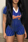 Xasual Print Sport Short Sleeve Baseball Tight Fitting Romper