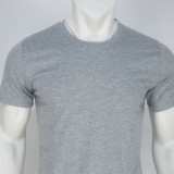 Summer Men'S Solid Color Short-Sleeved T-Shirt Shorts Sports Two Piece Suit