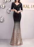 Women Sequin Formal Party Elegant Mermaid Skirt Maxi Evening Dress