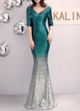 Women Sequin Formal Party Elegant Mermaid Skirt Maxi Evening Dress