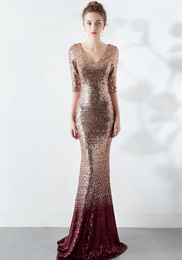 Women Sequin Formal Party Elegant Mermaid Skirt Maxi Evening Dress