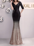 Women Sequin Formal Party Elegant Mermaid Skirt Maxi Evening Dress