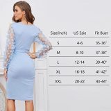 Women Floral Long Sleeve Round Neck Maxi Dress
