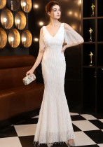 Women Fringed Sequin Formal Party Elegant Mermaid Evening Dress Women Fringed Sequin Formal Party Elegant Mermaid Evening Dress
