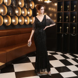 Women Fringed Sequin Formal Party Elegant Mermaid Evening Dress