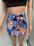Summer street poster print stylist skirt