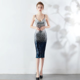 Sling Sequins Wrap See-Through l Bodycon Sexy Dress Wedding Formal Party Dress