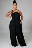 Solid Color Summer Sleeveless Slim Waist Wrapped Breast Loose Wide Leg Women's Jumpsuit