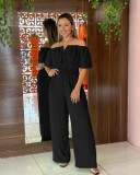Off Shoulder Chic Slim Waist Casual Wide Leg Jumpsuit