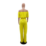 Off Shoulder Chic Slim Waist Casual Wide Leg Jumpsuit