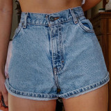 Women's Denim Shorts Printed Pocket Casual Women's Shorts