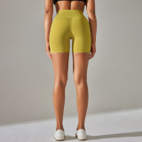 Spring Summer Solid Color Yoga Shorts Tight Fitting High Waist Elastic Sports Fitness Shorts Women