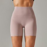Spring Summer Solid Color Yoga Shorts Tight Fitting High Waist Elastic Sports Fitness Shorts Women
