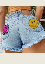 Spring Summer Casual Print Denim Short High Rise Slim Fit Pants Spring Summer Casual Print Denim Short High Rise Slim Fit Pants