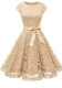 Spring Chic French Retro Slim Fit Round Neck Basic Mid-Length Gentle Lace A-Line Dress