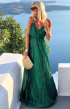 Spring Summer Sexy Strap Maxi Dress Belted Loose Swing Dress